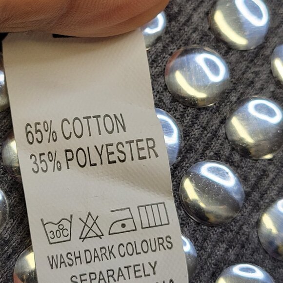 Grey Top Sleeveless Casual Cotton Tank Top with Beaded Neckline - Picture 6 of 11